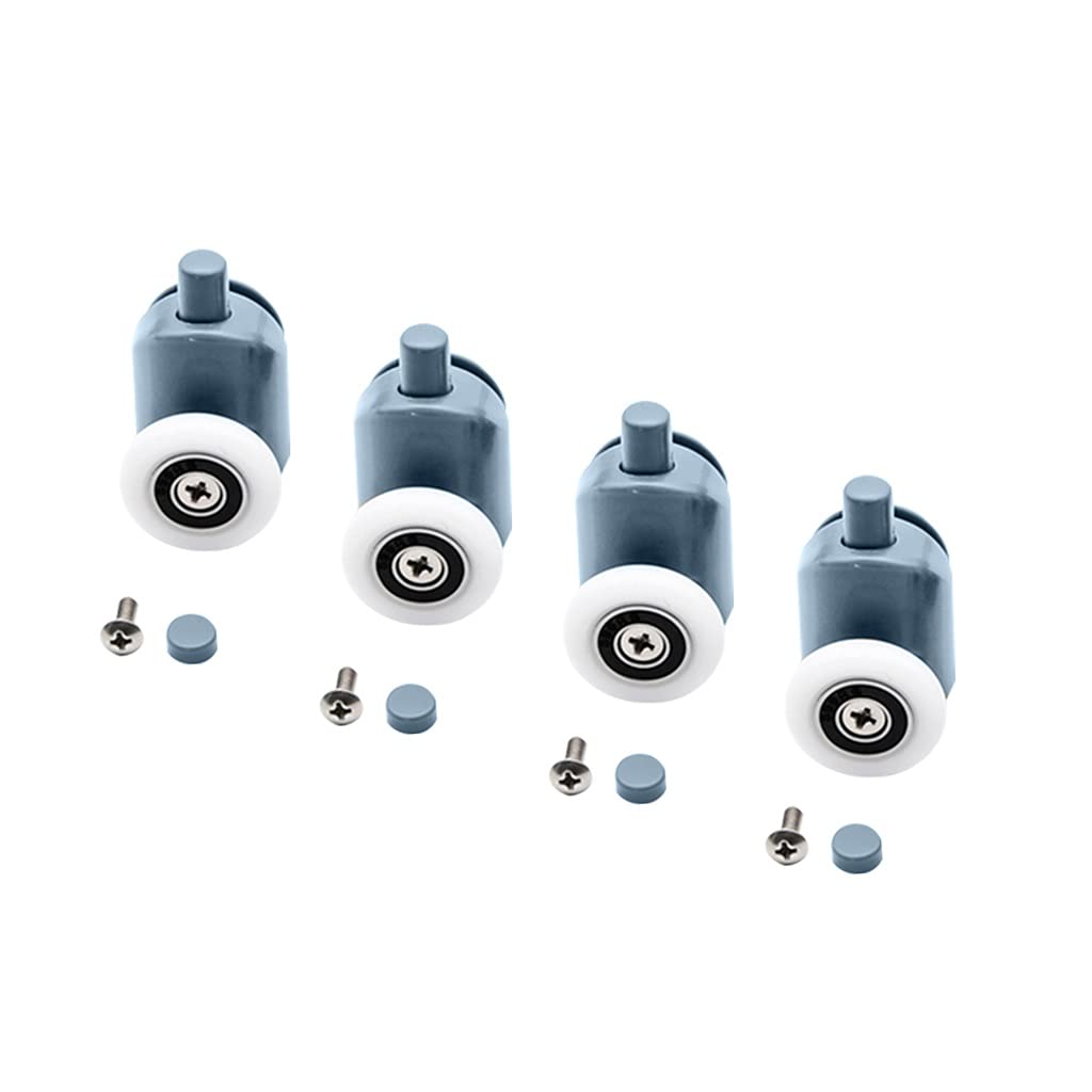 Doble Soltero Superior de la Puerta cromada de la Rueda corredera de la Rueda corredera de los Rodillos para Cabina de Ducha (Color : DW-112-4PCS-Down, Size : 23mm)