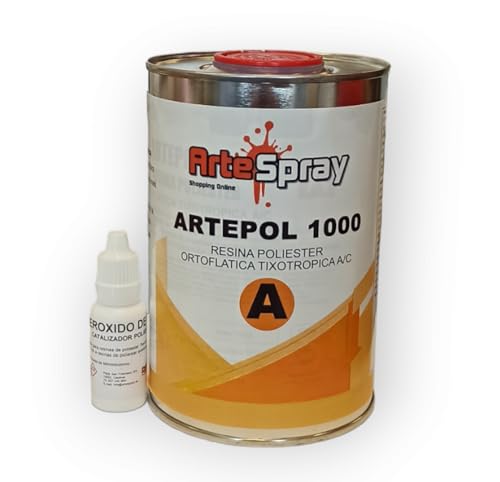 Artespray - Resina Poliester 1Kg + Peroxido Para Laminados de Fibra de Vidrio, Embarcaciones, Piscinas