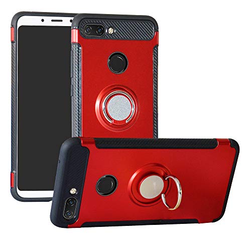 Xiaomi Mi 8 Lite case,Labanema Hybrid Dual Layer 360 Degree Rotation Ring Holder Kickstand Armor Slim Protective Cover for Xiaomi Mi 8 Lite - Red