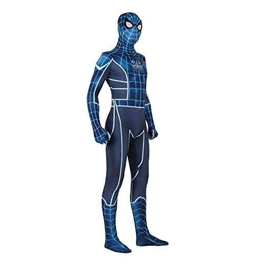 MYYLY Barn PS4 kostym pojke cosplay spel anime jumpsuit superhjälte semesterfest onesies förklädnad leksak jumpsuit halloween karneval bodysuit 3D-tryck fest trikåer, blå-XS barn (85 ~ 105 cm)