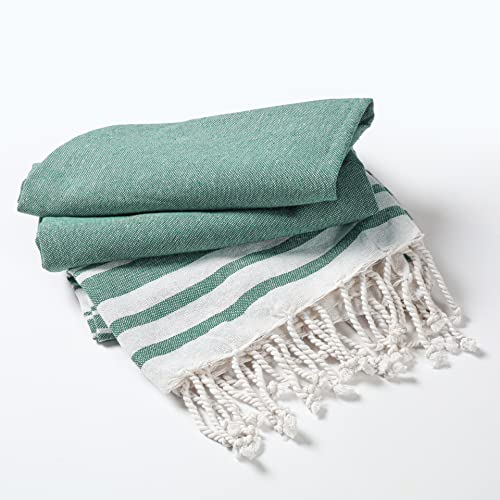 Goroly Home Cotton Turkish Peshtemal Beach Towel, Extra Large, Thin Quick Dry Sand Free Pool & Swim Towel, Bathing Blanket, Travel Essentials, (Pista Green, 36x71 Inches)