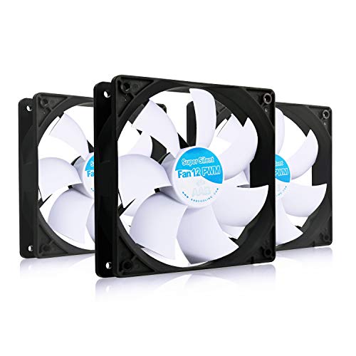 AAB Cooling Super Silent Fan 12 PWM - Silent and Efficient 120mm Fan with 4 Anti-Vibration Pads and PWM Control, Quiet Fan, Cooling Fan, 120mm Case Fan, 12V - Value Pack 3 Pieces