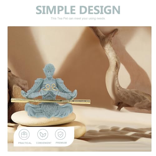 Image of Sandstone Monkey Tea Pet - Mini Monkey Figure Ornament for Home Decor, Aquarium, or Garden - Unique Wukong Statue