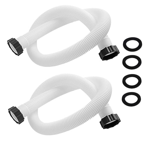 2-Pack 1.5-Inch Diameter Pool Hoses 59-Inch Replacement Hoses Compatible with Above Ground Pool Pumps Fits 1500 to 2500 GPH Filter Pumps Sand & Saltwater System