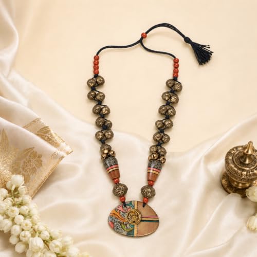 Image of Handcrafted Tribal Dhokra & Floral Charm Necklace Collection | Artisan Brass, Glass & Contemporary Statement Necklaces for Women | Ethnic, Elegant & Artistic Jewelry