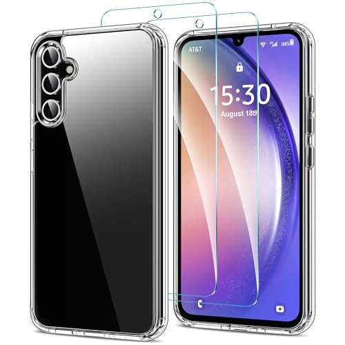 HOOMIL 3 in 1 Hülle für Samsung Galaxy A54 5G mit 2 Stück Schutzfolie, Militärschutz, Nie Vergilbung Transparent Case - ...