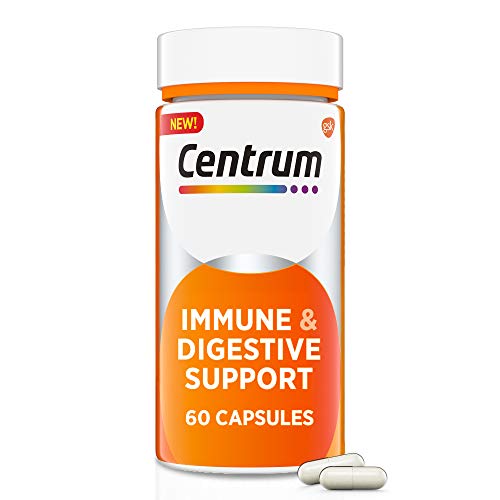 Centrum Immune & Digestive Support, Probiotic Supplement with Vitamin C, Zinc, Organic Botanical Blend, Bacillus Coagulans for Immune Support - 60 Capsules