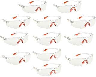 Safety Glasses - 12Pcs Protective Glasses,Safety Goggles Eyewear Eyeglasses for Eye Protection with Clear Plastic Lenses and Featuring Rubber Nose And Ear Grips,Comfortable Fit,For Sports, DIY etc.