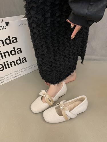 Women's Fashionable Bowknot Design Suede Flat Shoes, Casual Comfy Comfort Comfortable Round Toe Shoes for Daily Wear, Ballet, Lightweight Breathable for All Seasons4