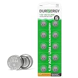 DURNERGY LR44 Batteries 10 Pack, AG13 Button Cell Battery, 1.5 Volt Battery L1154F SR44 AG13 Watch Batterie A76, 1.5V Alkaline Batteries