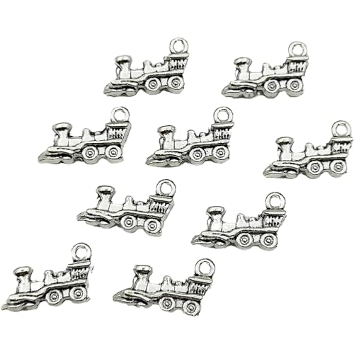 YOOGCORETT 30pcs Antiqued Tibetan Silver Alloy Train Charms Pendants for DIY Craft Jewelry Charms Making Supplies 17x11mm