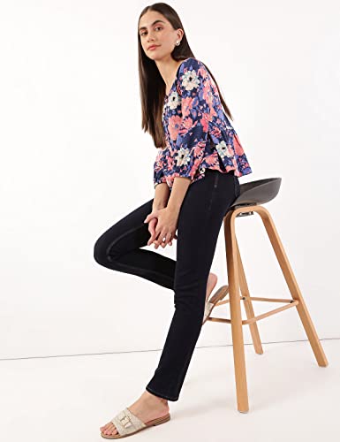 Image of Marks & Spencer Womens Floral Cotton Round Neck Regular Fit Top