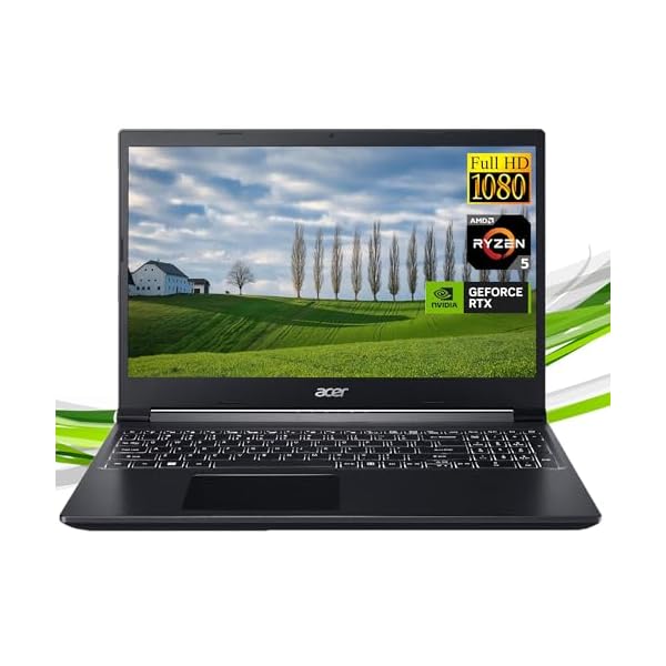 acer Gaming Laptop Computer, 15.6″ FHD Aspire 7 Gaming Laptops, AMD Ryzen 5 5625U, NVIDIA GeForce RTX 3050, 32GB RAM|1TB SSD, Windows 11 Pro, RK Cable, for School College Student and Business