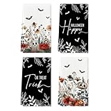 Artoid Mode Ghost Pumpkins Bats Floral Halloween Kitchen Towels Dish Towels, 18x26 Inch Farmhouse Spooky Decoration Hand Towels Set of 4