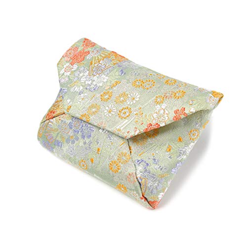 小物入れ ポーチ 西陣織 金襴 和柄 裏生地付 袋 おしゃれ かわいい 西陣 収納袋 日本製 京都 ネコポス便 小物入れ,格小花緑