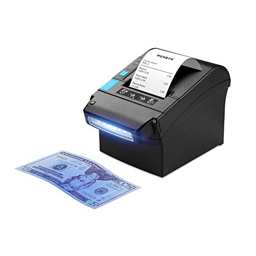 Thermal Printer,MUNBYN Receipt Printer with US Dollar Currency Money Detector, 80MM Pos Receipt Printer with USB LAN Serial Port for Home Business, Reception, Hotel, Shop, Supermarket ESC/POS