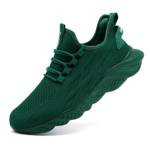 GLYGML Women Walking Shoes Running Sneakers Tennis Slip on Work Non Slip Workout Gym Sports Athletic Lightweight Breathable Casual Fashion Dark_Green Size US 7.5