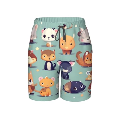 Cute Little Animals Youth Beach Pants, Soft and Breathable, with Drawstring Waist, Suitable for Sports and Leisure.