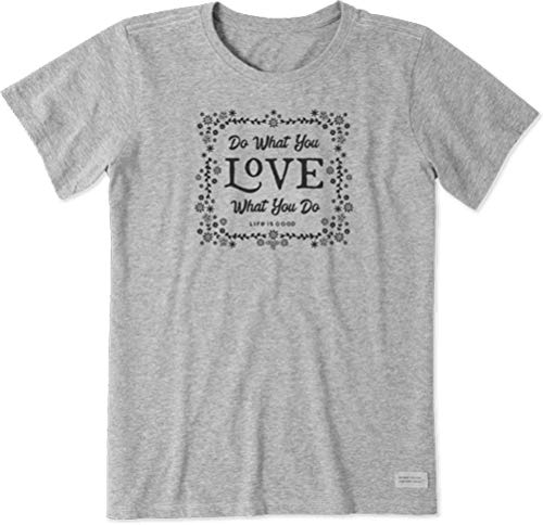 Life is Good Womens Crusher Positive Graphic T-Shirt, Floral Heather Gray, Large