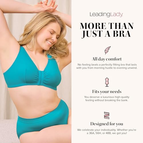 Image of LEADING LADY, Meryl, Front-Closure Cotton Bra, Comfort Sleep for Women, Breathable, Unlined, Full Coverage, Wireless, 36A-56H