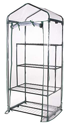 VERDELOOK | Serra a 2+2 Ripiani e Telo in PVC Trasparente con Apertura a Cerniera, 69x49x157 cm, Serra da Giardino e Balcone, per Protezione Piante, per Giardinaggio, in Metallo Verniciato