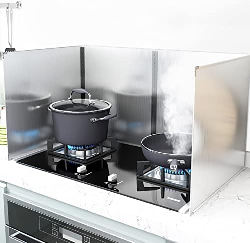 WANLIAN Splatter Screen for Cooking, 4 Sided Splatter Guard, Stainless Steel Splatter Guard, Anti Oil Splatter Guard, Anti Splatter Cooking Shield, Grease Splatter Screen Stove Heat Insulation Sheet