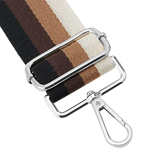 Image of Silvery Buckles Wide Shoulder Strap Adjustable Replacement Belt Crossbody Canvas Bag Handbag