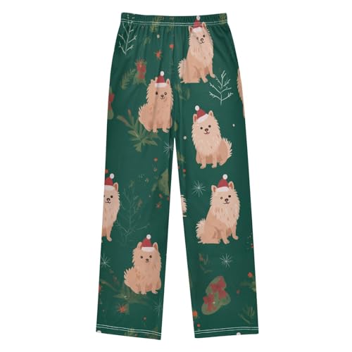 ZZXXB Pomeranian Mistletoe Branches Boys Long Pants Soft Trousers Elastic Waist Kids Lounge Bottoms with Pockets S-XL2