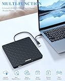 ORIGBELIE External CD DVD Drive for Laptop, USB 3.0 Type-C Ultra Slim 13mm DVD Player Portable CD DVD +/-RW Drive CD Burner Reader Writer Recorder for Desktop PC Windows 11/10/8/7 Linux Mac OS (Black) - Image 5