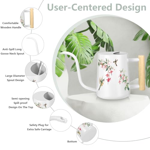 Image of Watering Can Indoor Plants, 35oz Small Stainless Steel Metal Watering Can Modern Decorative Watering Pot with Long Spout for Indoor House Plant Bonsai Garden Flowers (White 1)