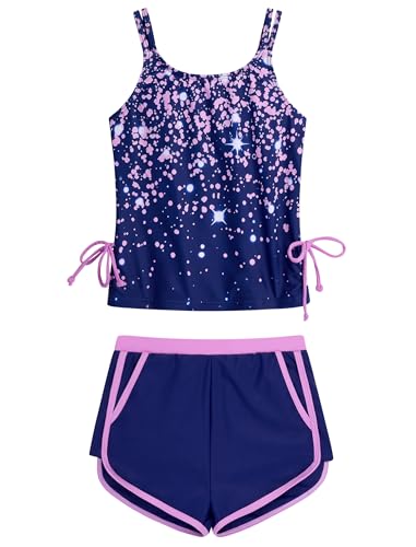 HOZIY Girls' Swimwear Size 10 Tween Tankini Swimsuit with Shorts 2 Piece Adjustable Twist Strap Swim Suit Summer Beach Bathing Suits Size 9