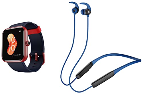 Image of boAt Xtend Smart Watch with Alexa Built-in, 1.69 inch HD Display, Multiple Watch Faces, Stress Monitor & Rockerz 255 Neo in-Ear Bluetooth Neckband with Mic with ENx Tech,Smart Magnetic Buds, ASAP Charge