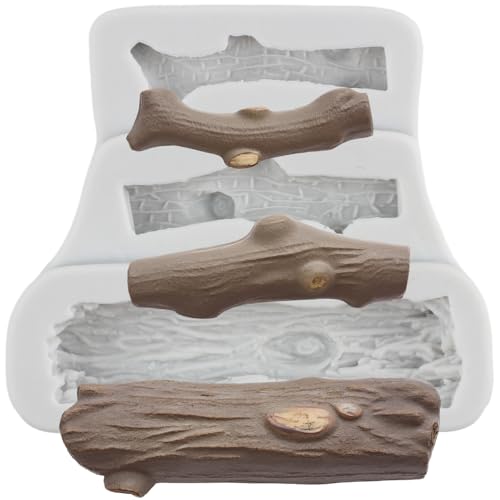 MINFEIDMS Moldes de silicone para fondant com tema de floresta, tronco de árvore, para decoração de bolos, cupcakes, caramelos, chocolate, goma de mascar, argila de polímero