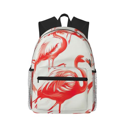 Sac à dos voyage flamants roses imprimé vintage noir multifonctionnel grand volume réglable