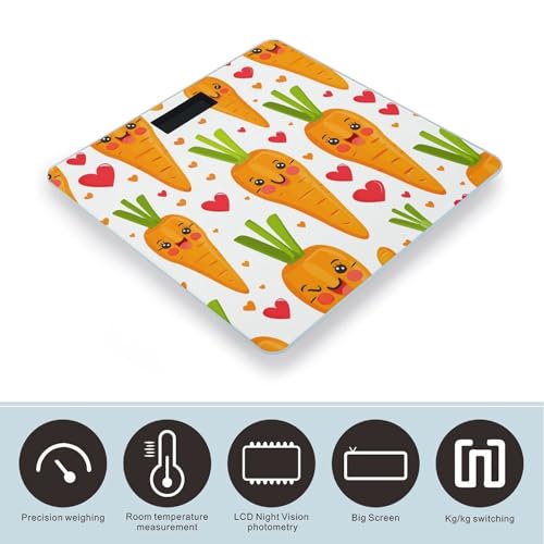 Balanza digital de baño con diseño zanahoria y vidrio templado miniatura 3