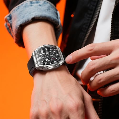 Image of OLEVS Mens Watches Stylish Chronograph Waterproof Luminous Silicon Strap Multifunction Watches for Men Business Men Wrist Watch