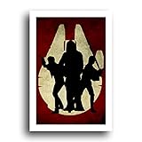 Millenium Falcon - Han Solo, Luke Skywalker, Chewbacca the Wookie - Star Wars - George Lucas - 13x19 Original Minimalist Art Poster Print