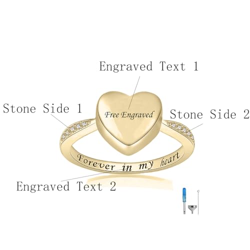 925 Sterling Silver Personalized Heart Urn Ring,Pet's or Human's Ashes Keppsake Memorial Jewelry Freedom Engraving Cremation Heart Rings(Select Size 5-10 and Birthstone)3