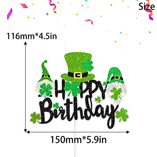 St. Patrick's Day Happy Birthday Cake Topper Holiday Party Or A Birthday Party With A Lucky Clover Theme Gnome Decoration Boy Or Girl Party Supplies -Sugargera #TOP1