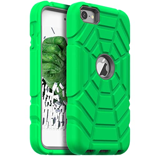 Grifobes for iPod Touch 7th Generation Case, iPod Touch 6th / 5th Generation Case, 3-in-1 Heavy Duty Shockproof Rugged Protective Cover for iPod Touch 7 / 6 / 5 Case Kids Boys Child (Green+Gray)