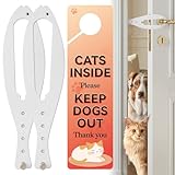 TGIOW Cat Door Latch, 2 Pcs Cat Door Stopper Pet Door Latch to Keep Dog Out of Litter Box and Food, Door Prop for Cat with 5 Adjustable Size Strap 2.5-6' Wide, No Measuring, Easy to Install, White