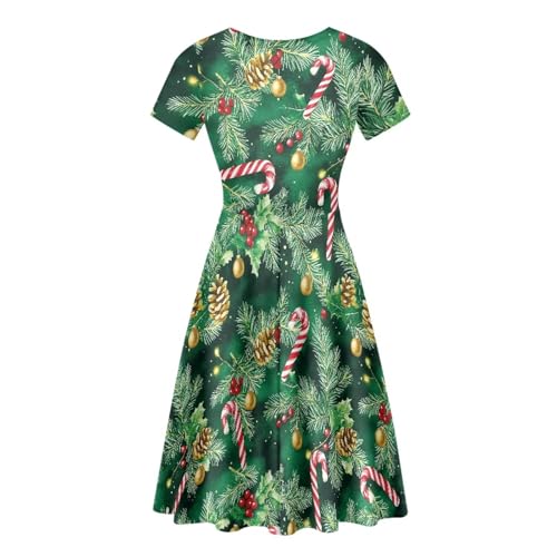 Image of AFPANQZ Womens Casual Summer Lightweight Vintage Dress Short Sleeve Midi Dress Knee-Long Luxury Formal Dress