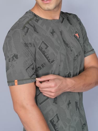 Image of TECHNOSPORT Men Polyester Regular Fit Half Sleeve Jacquard T-Shirt with Double Cool, Quick Dry & Anti Microbial for Sports, Running & Casual Use