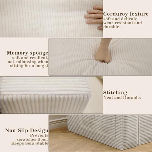 Image of 109 inch Cloud Sectional Couch with L-Shape Chaise, Modern Modular Sectional Sofa, No Assembly Required Sponge Sectional Sofa Couch for Living Room, Sofa-in-a-Box, White | Modern Modular
