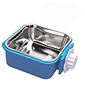 Pet Hanging Bowl for Crates, 2 in 1 Small Dog Bowl Puppy Bowl Removable Stainless Rabbit Bowl Cat Feeder Food Water Bowls for Puppy Cat Bird Rabbit Hamster Guinea Pig Ferret Small Animals (Blue)