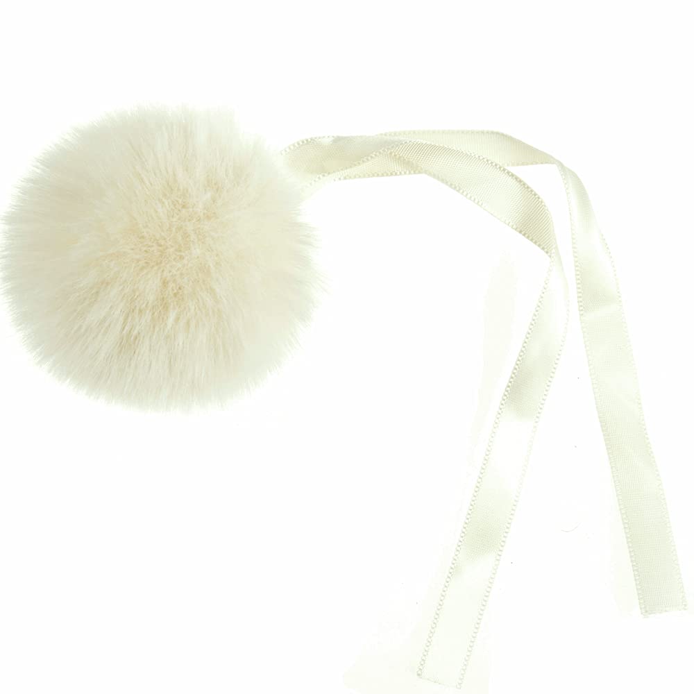 Cream Large 6cm Faux Fur Pom Pom for Decorations & Crafts