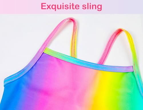 Image of Girls Tankini Swimsuit Two Piece Bathing Suit Colorful Toddler Kids Ruffle Swimwear Adjustable Strap Summer Beach