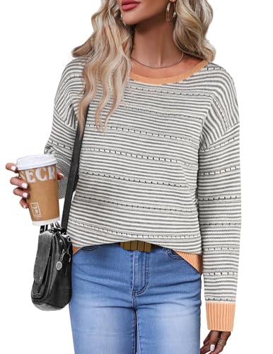 Zeagoo Sweaters for Women Trendy Hollow Out Crewneck Long Sleeve Pullover Tops Fall Outfits Fashion 2025