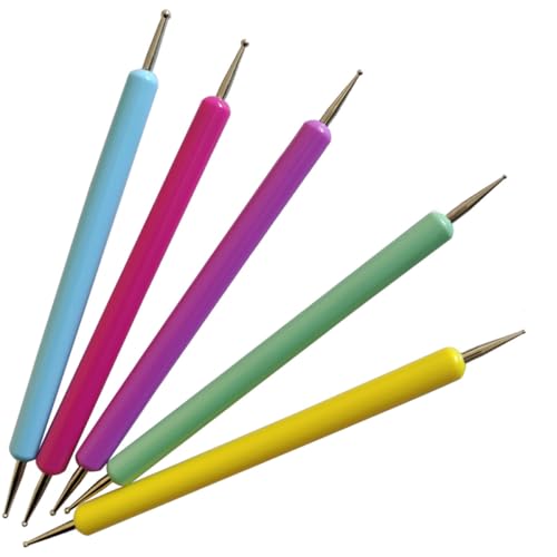 Healeved 5 piezas Herramientas de Punteado para Manicura Estilógrafos para Dibujo de Arte Uñas Diseño Elegante y Fácil Uso para Decoraciones Acrílicas y Stamping Casa o Salón
