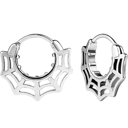 Stainless Steel Spider Web Style Halloween Biker Dangle Drop Earrings